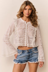 Azalure Denim Ruffle Mini Shorts