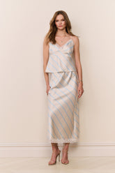 Kalo Floral Stripe Midi Skirt