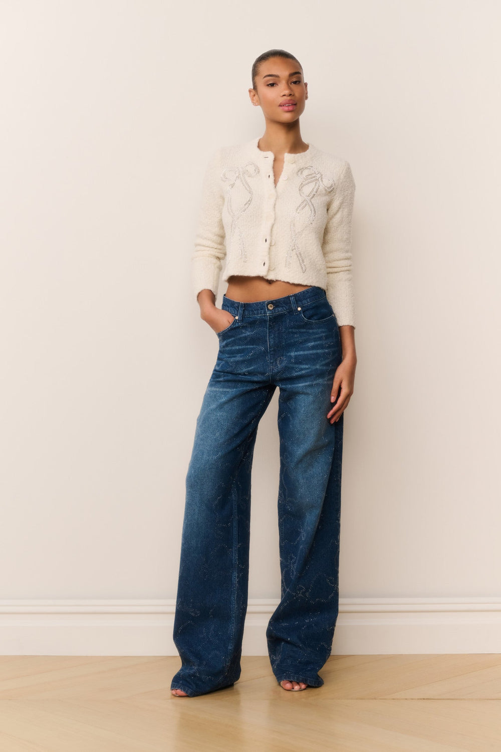 Leocadia Wool-Blend Embellished Cardigan
