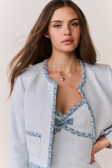 Azula Denim-Trimmed Tweed Jacket