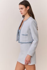 Azula Denim-Trimmed Tweed Jacket