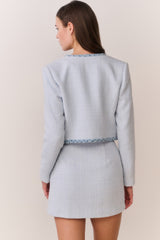 Azula Denim-Trimmed Tweed Jacket