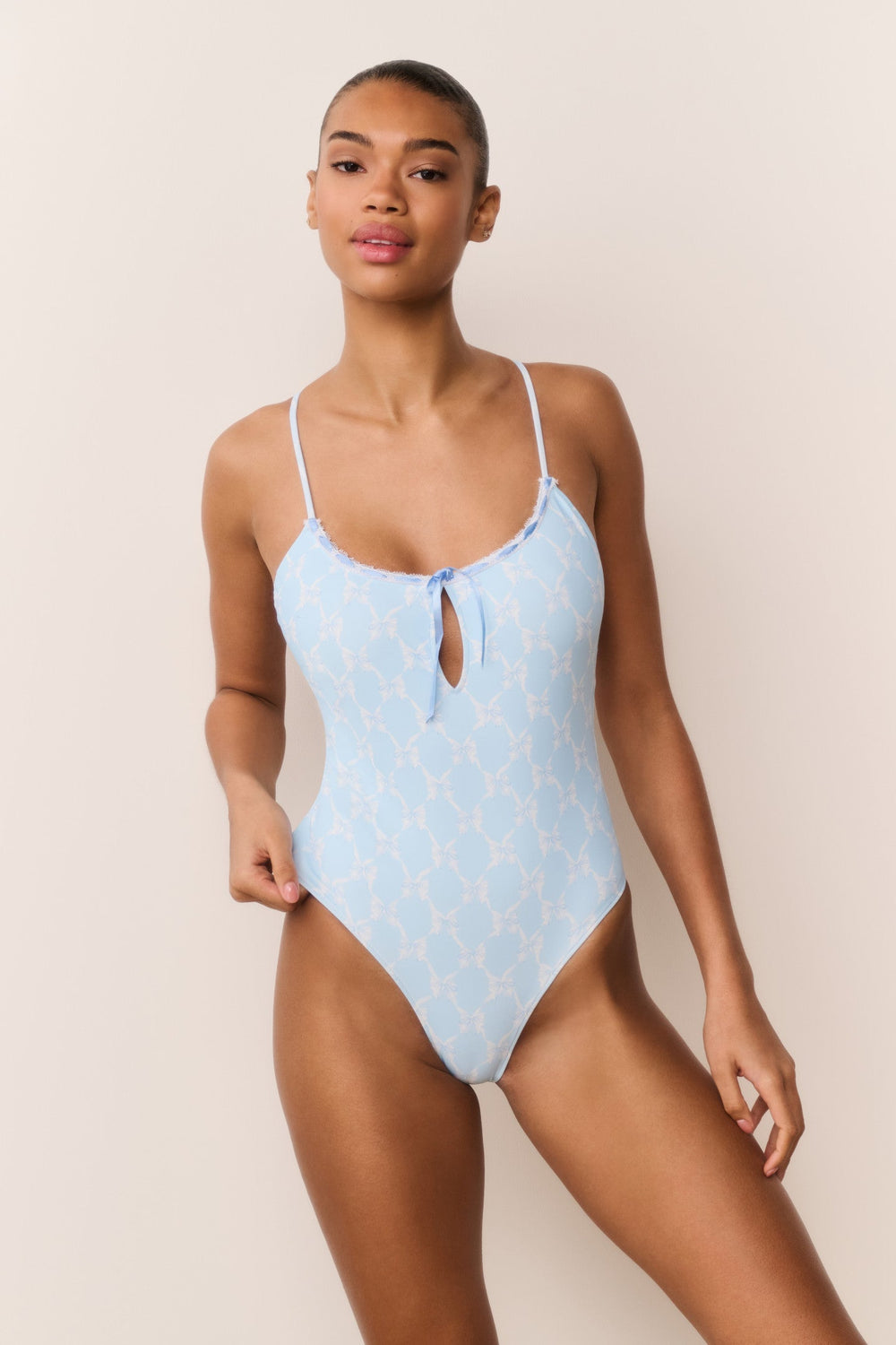 Laguna Bow Print One-Piece Swimsuit