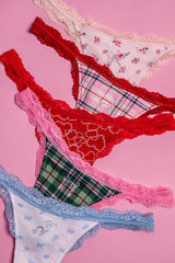 PINK x LoveShackFancy Wink Cotton Thong Panties - Pack of 5
