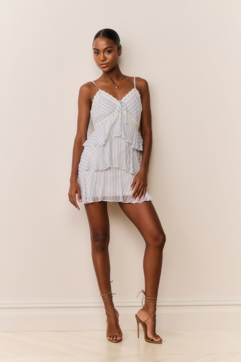 Marlia Striped Chiffon Mini Dress