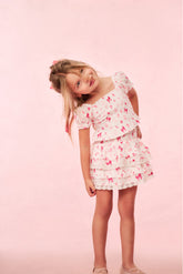 Girls Billie Bow & Kiss Print Ruffle Skirt