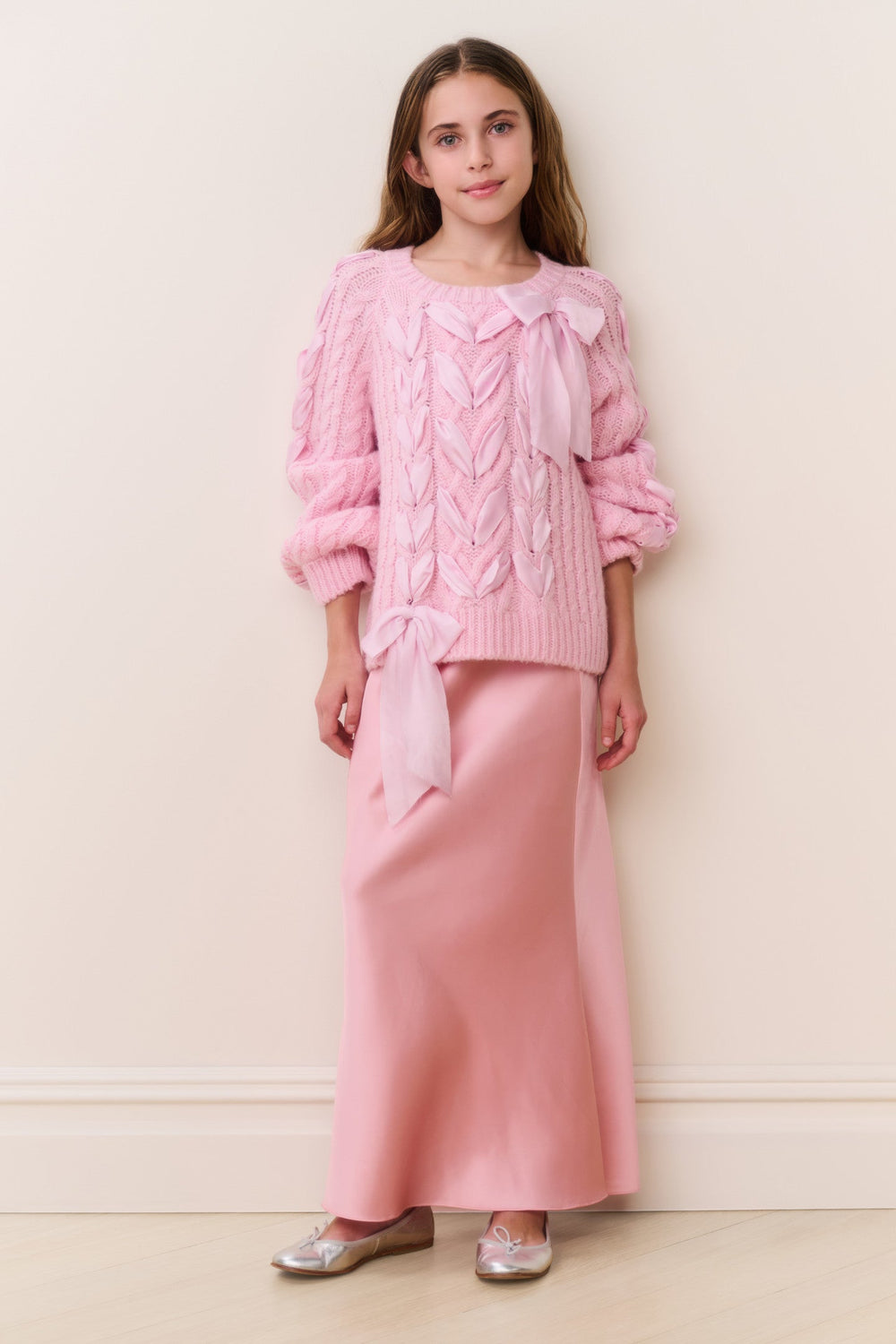 Tween Doria Alpaca-Blend Ribbon Pullover