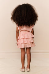 Little Girls Peach Pom Pom Decker Dress