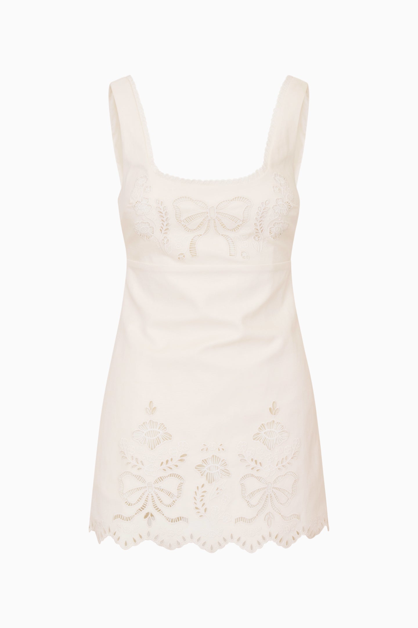 Fable Linen-Cotton Eyelet Mini Dress