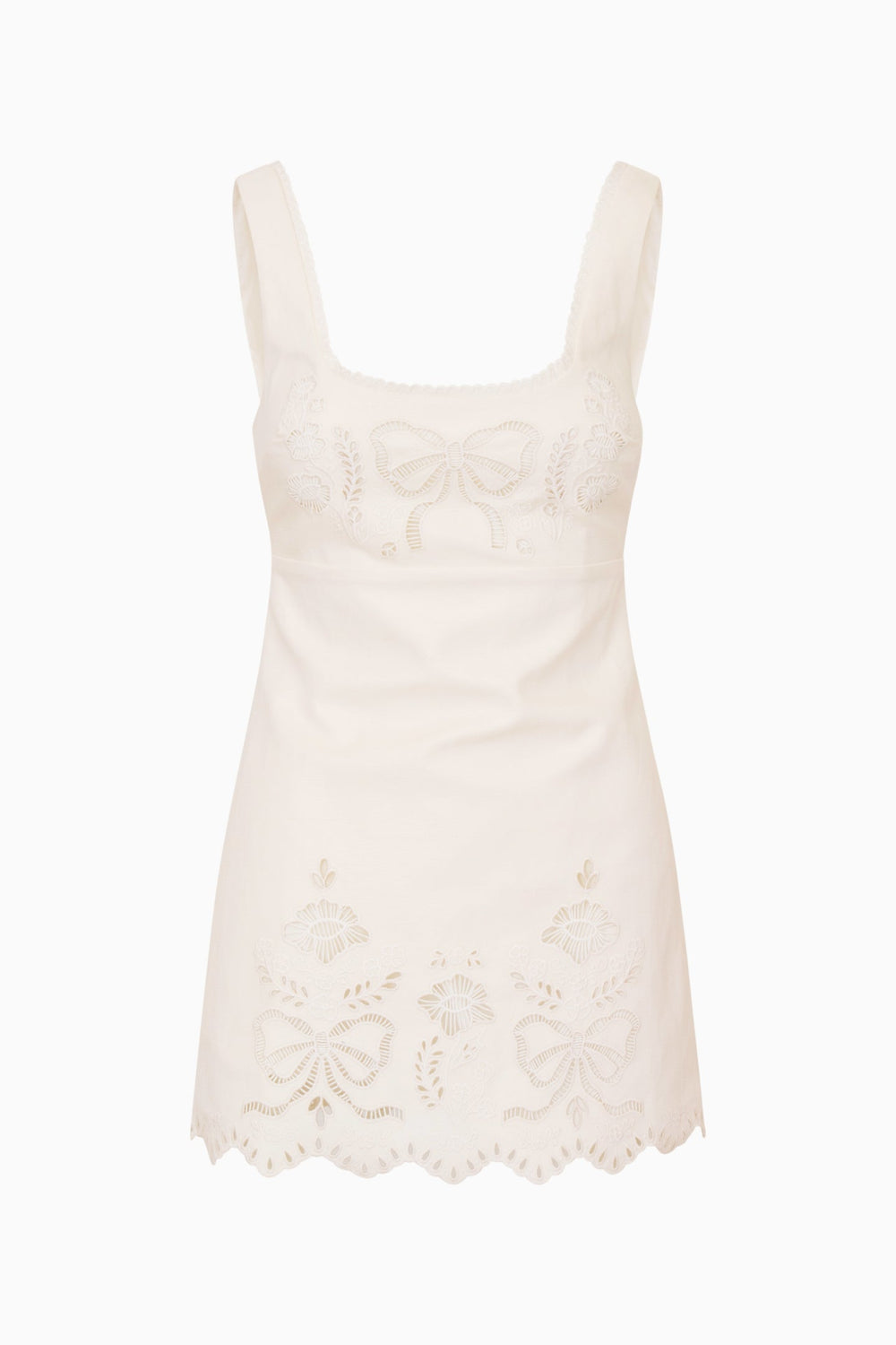 Fable Linen-Cotton Eyelet Mini Dress