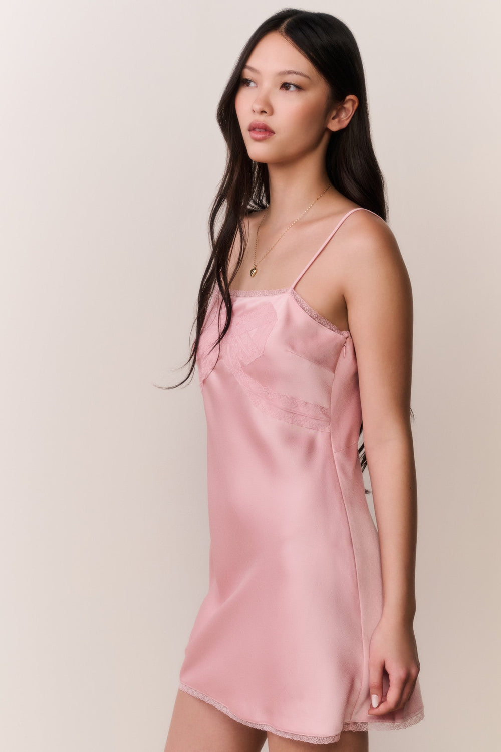 Mirelis Lace Bow Crepe Mini Dress