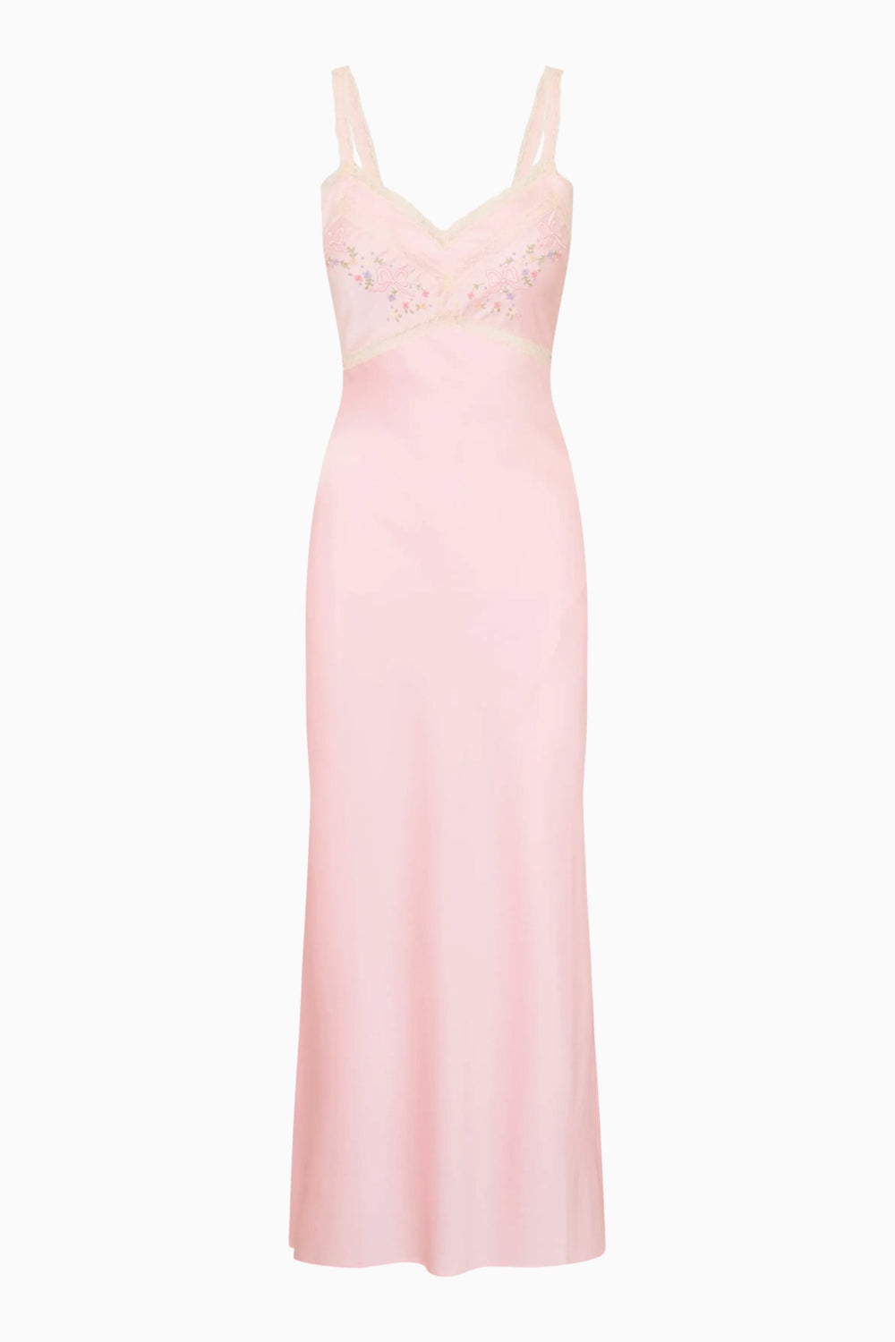 Annabeth Embroidered Satin Midi Dress