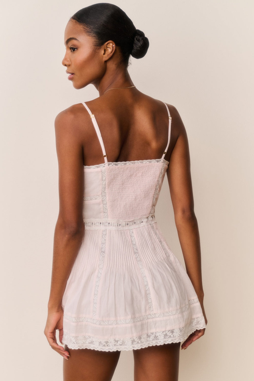 Zirelle Pink Cotton Lace-Trimmed Mini Dress