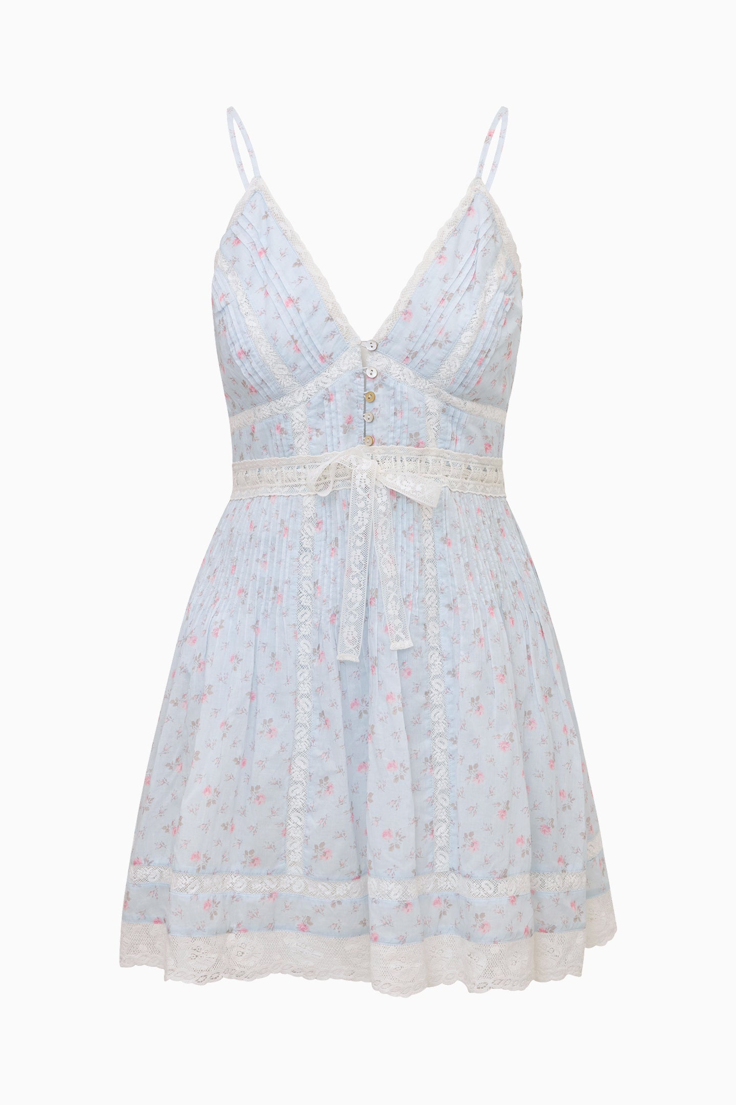 Zirelle Floral Cotton Lace-Trimmed Mini Dress