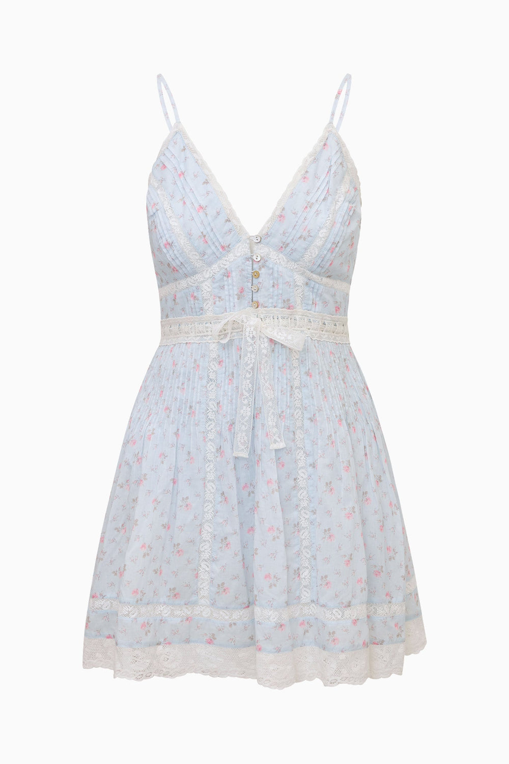 Zirelle Floral Cotton Lace-Trimmed Mini Dress