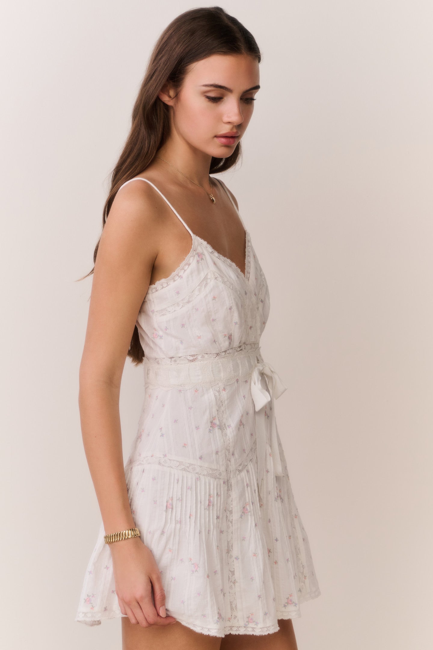 Sibelle Floral Embroidered Cotton Mini Dress