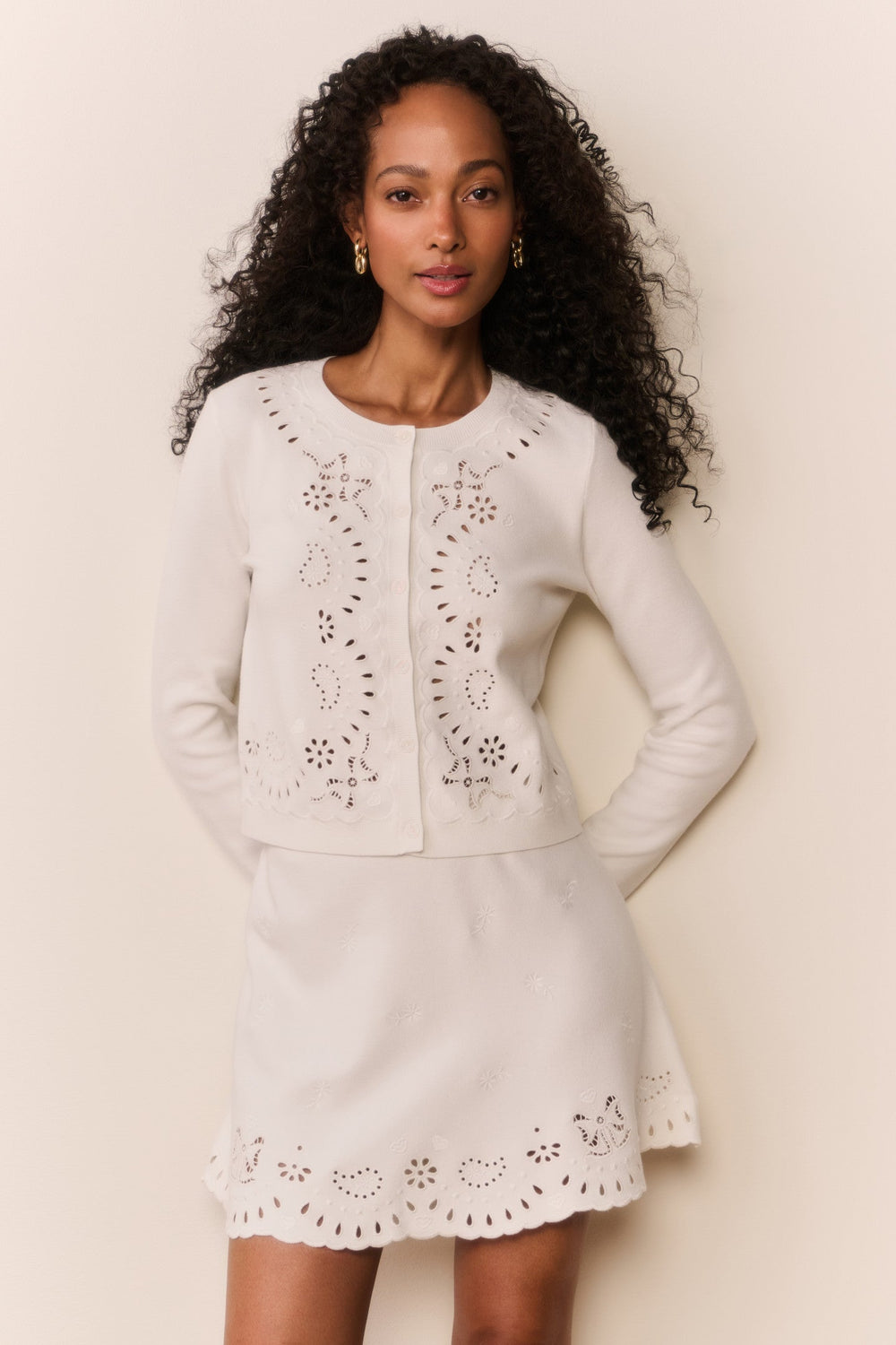 Glindy Knit Bandana Eyelet Mini Skirt