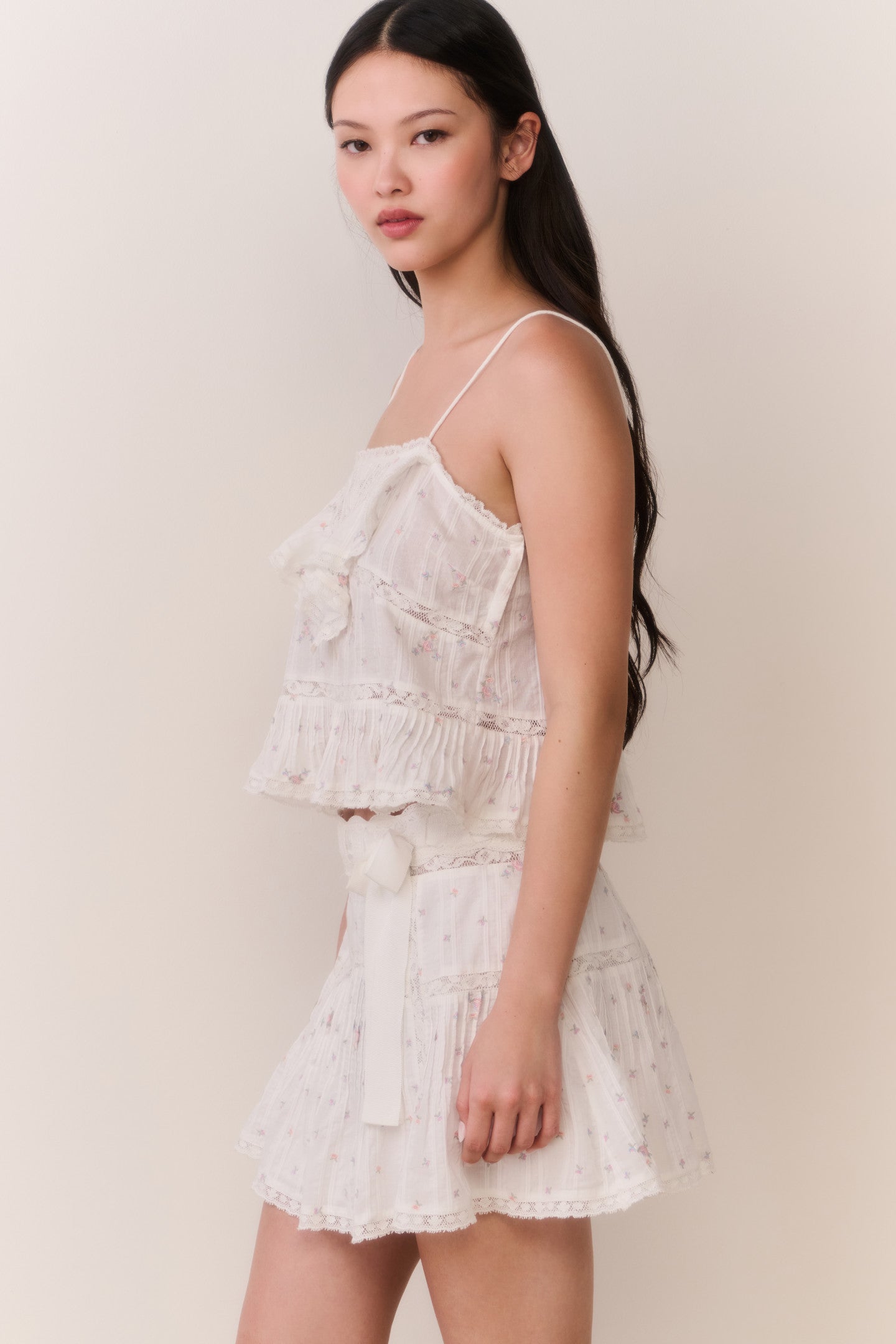 Willia Floral Embroidered Cotton Mini Skirt
