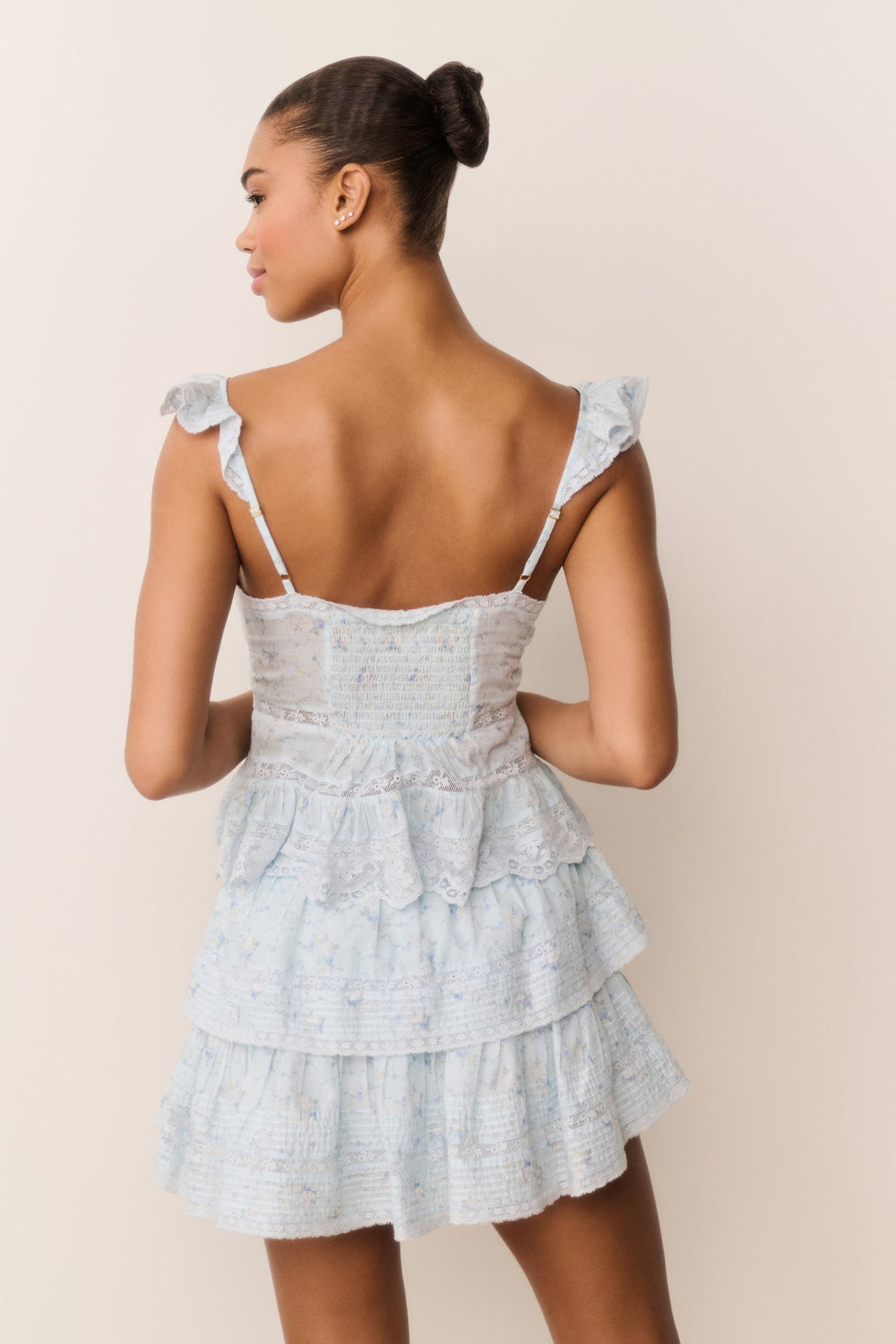 Ruffle Mini Floral Wreath Print Skirt