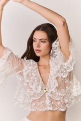 Vessia Sheer Embroidered Mesh Top