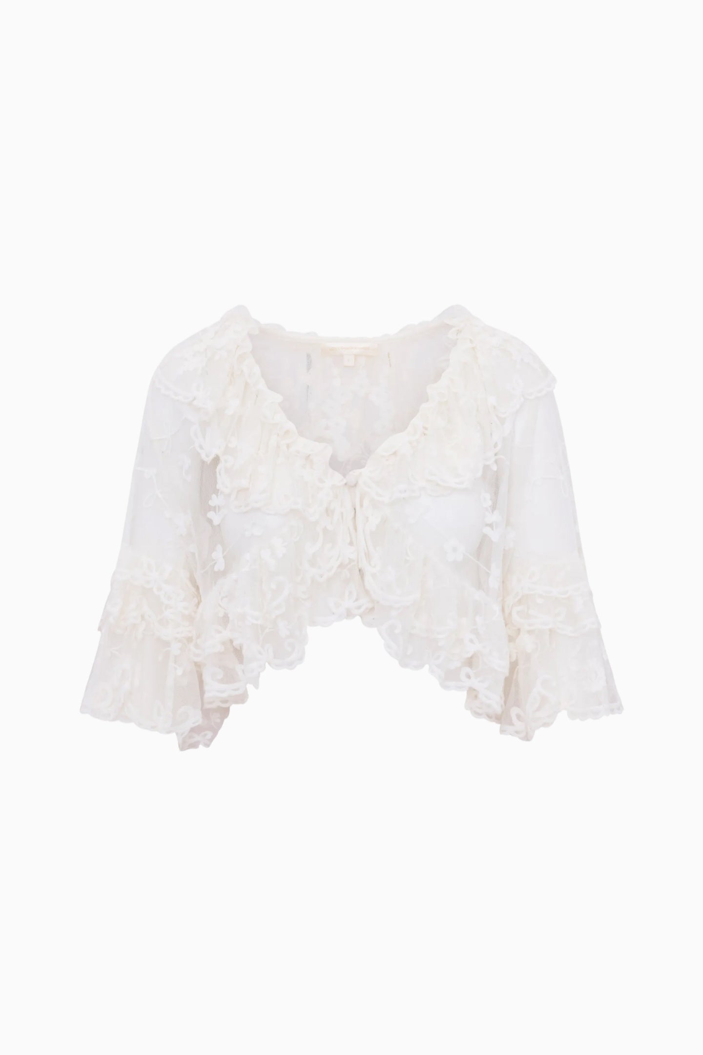 Vessia Sheer Embroidered Mesh Top