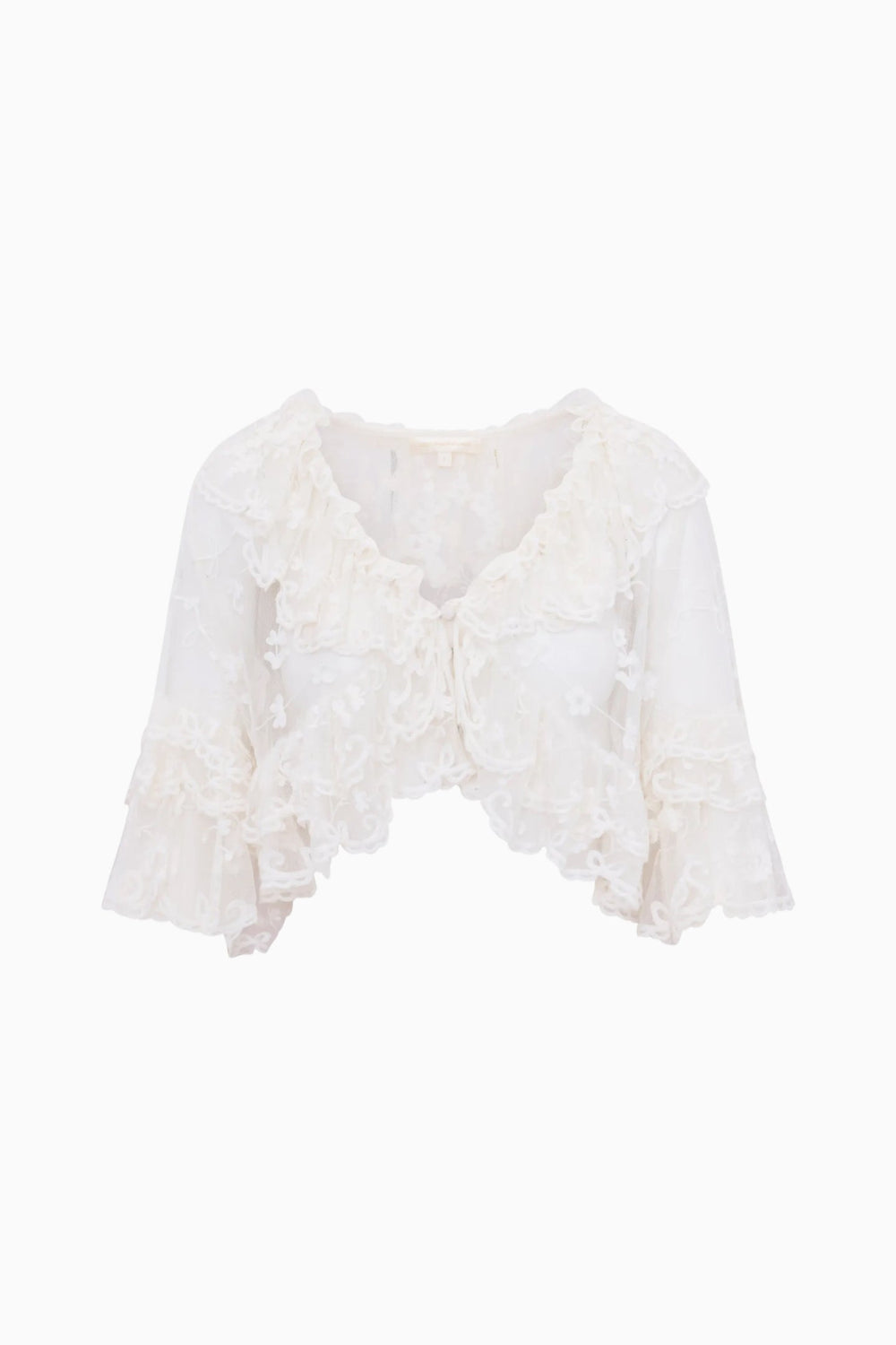 Vessia Sheer Embroidered Mesh Top