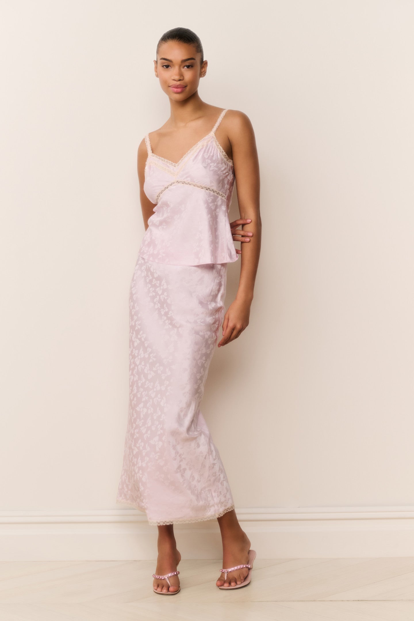 Lirena Silk-Blend Bow Jacquard Top