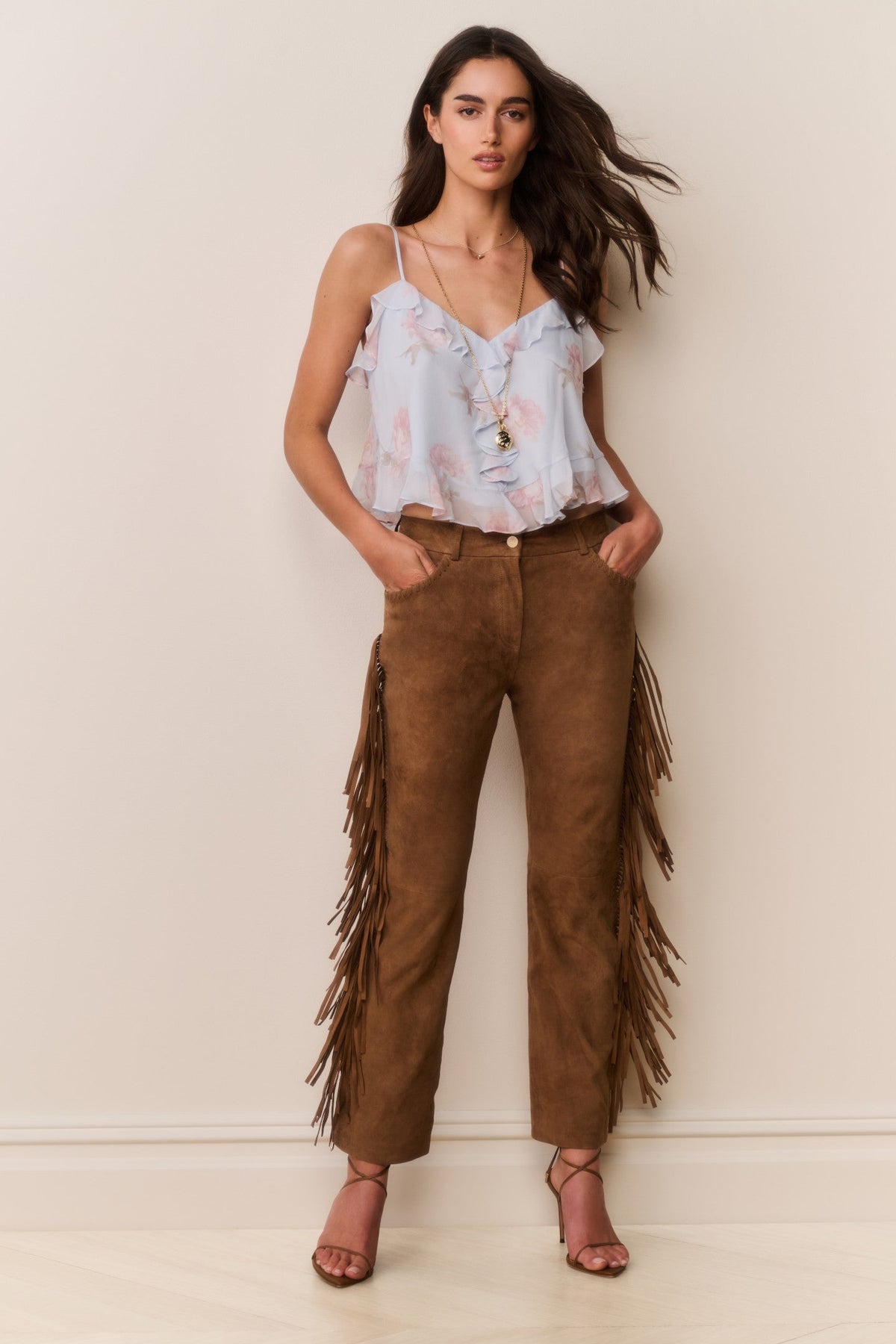 Jenya Suede Fringe Pant