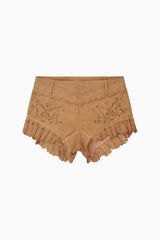 Azalure Suede Eyelet Mini Shorts