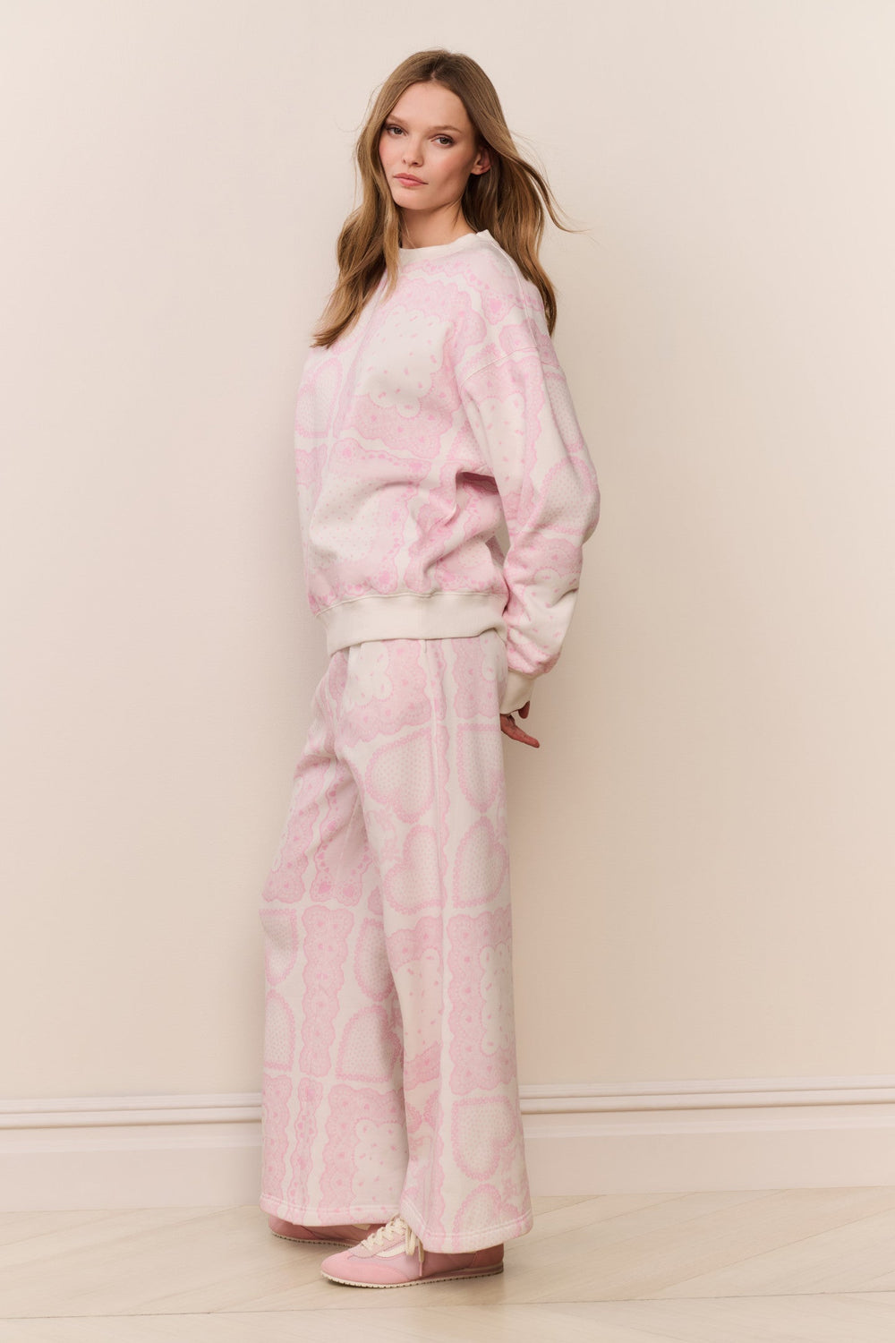 Momo Heart Print Fleece Sweatpant