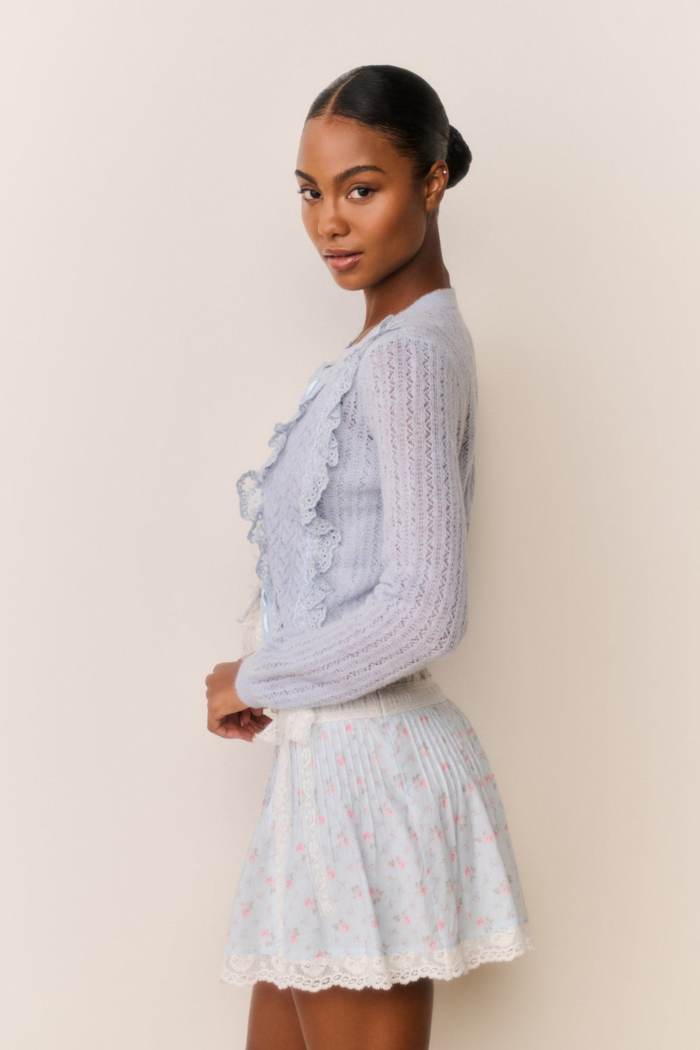 Melisse Eyelet Ruffle Cardigan