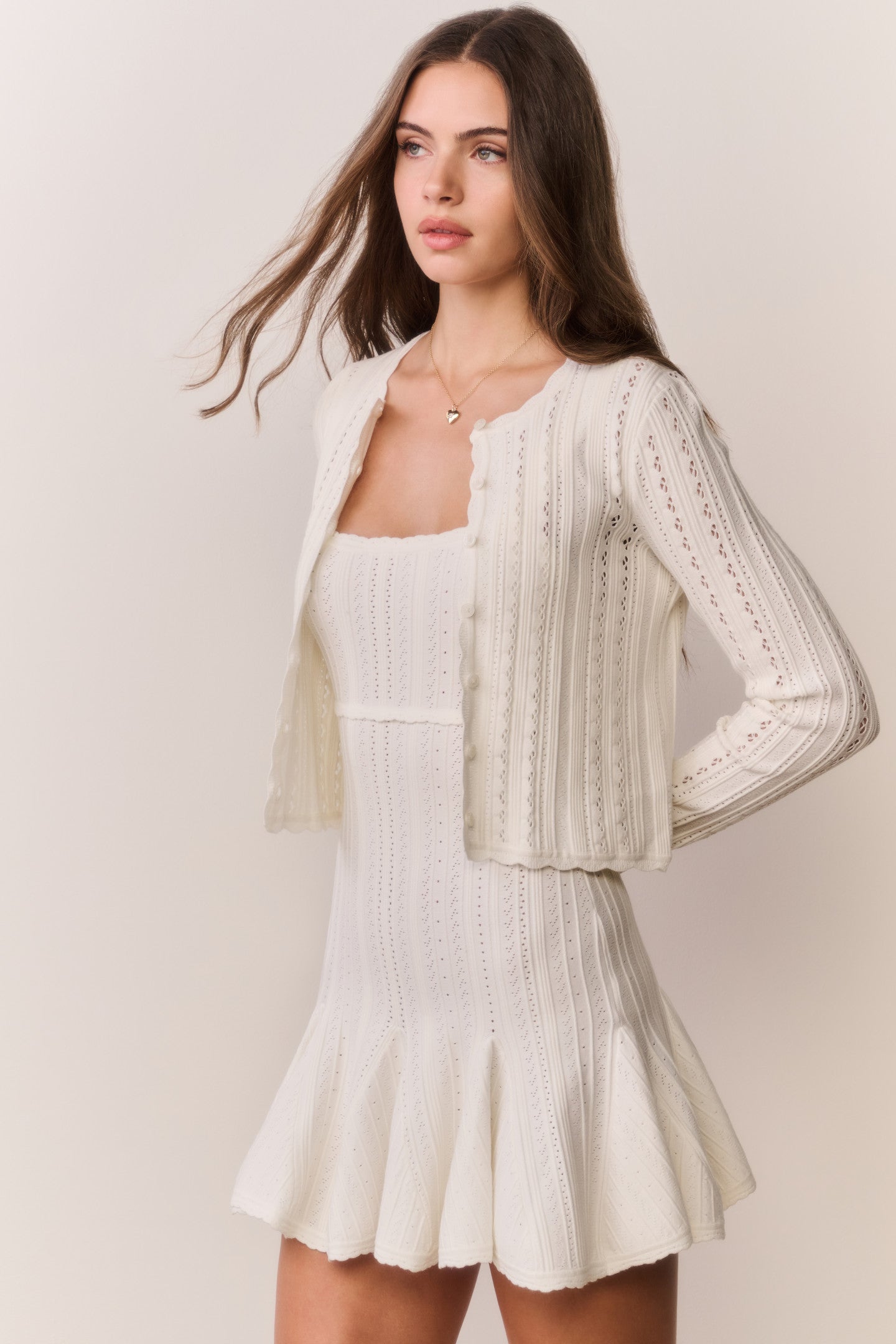Peridot Stretch Pointelle Cardigan
