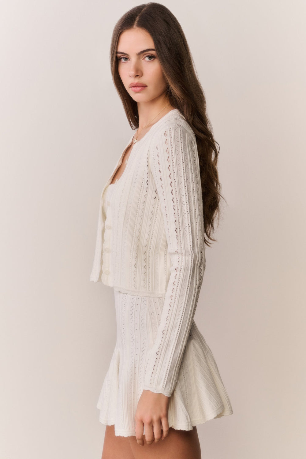Peridot Stretch Pointelle Cardigan