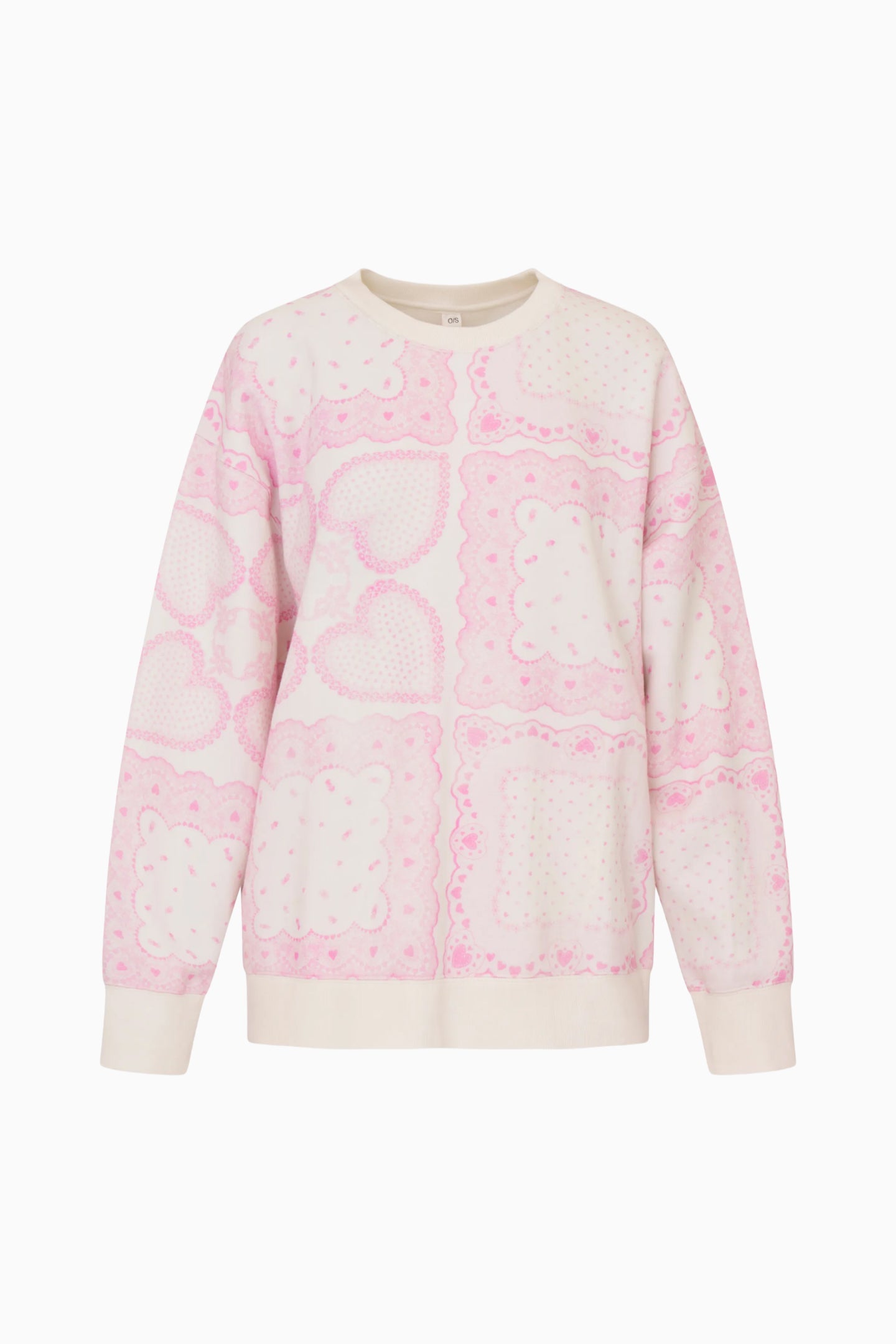 Leila Heart Printed Fleece Pullover