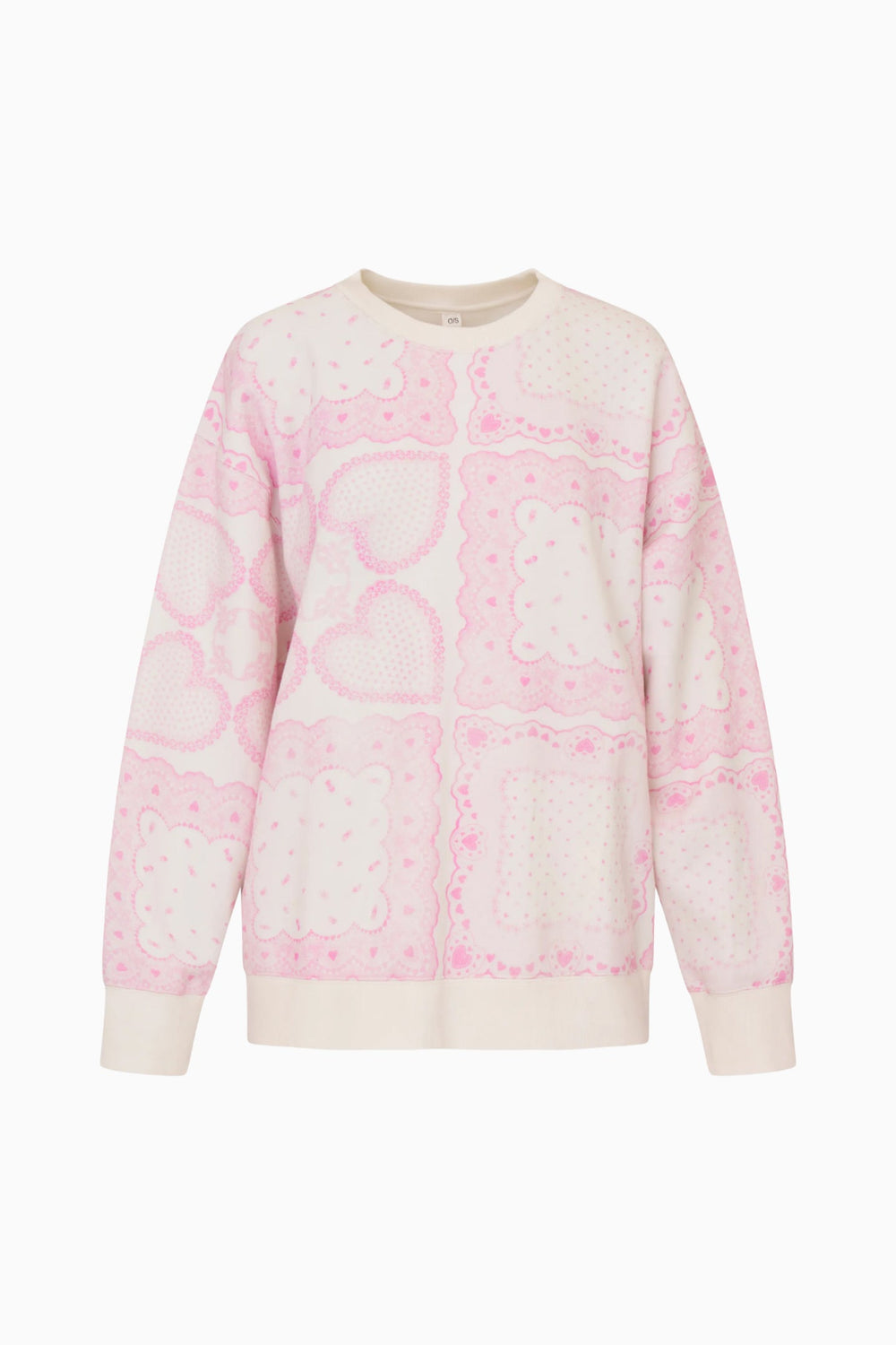 Leila Heart Printed Fleece Pullover