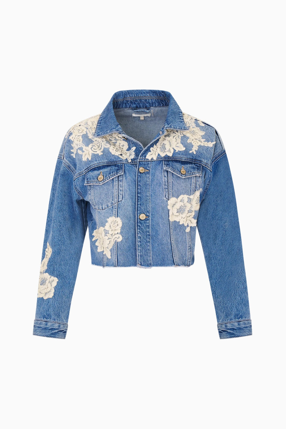 Amana Lace Appliqué Denim Jacket
