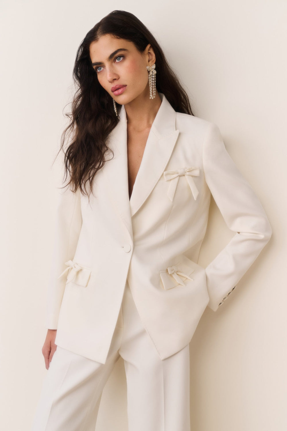 Shayne Wool-Blend Bow-Embellished Blazer