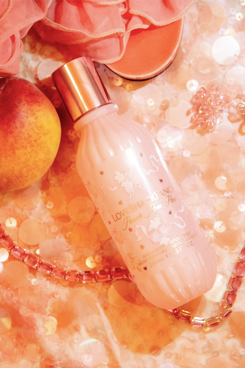 Peach Pom Pom Hair & Body Perfume Mist with Candied Peach and Crystallized Sugar