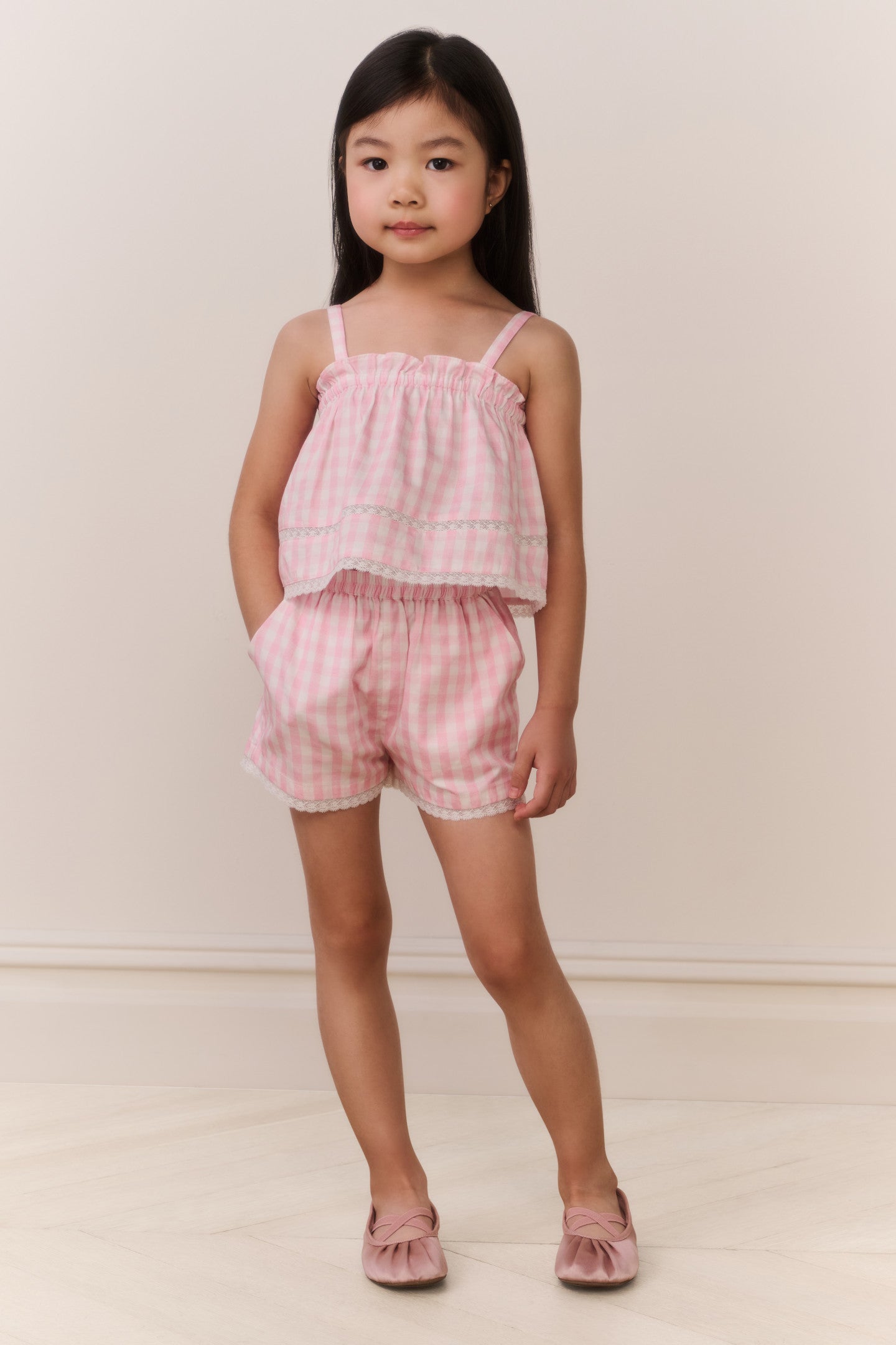 Little Girls Fiorella Gingham Top