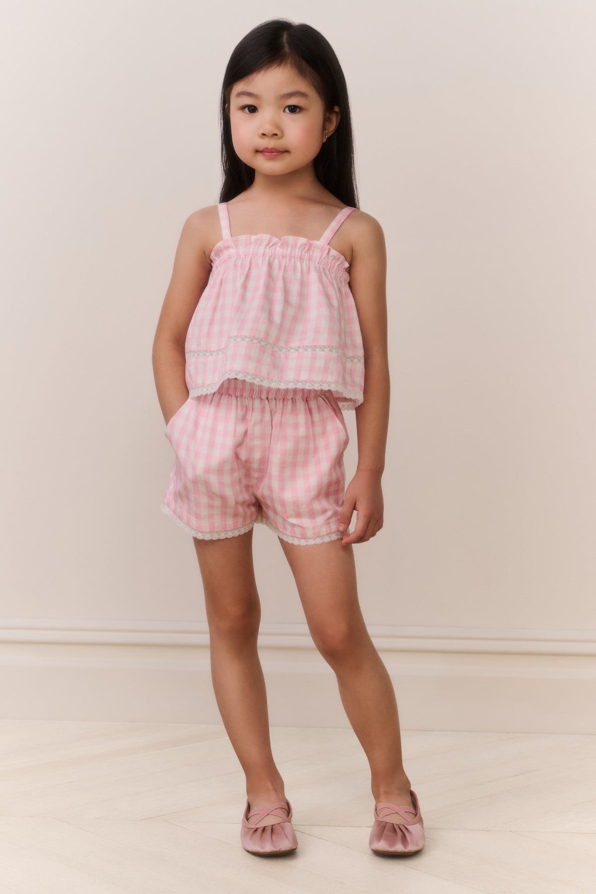 Little Girls Fiorella Gingham Top