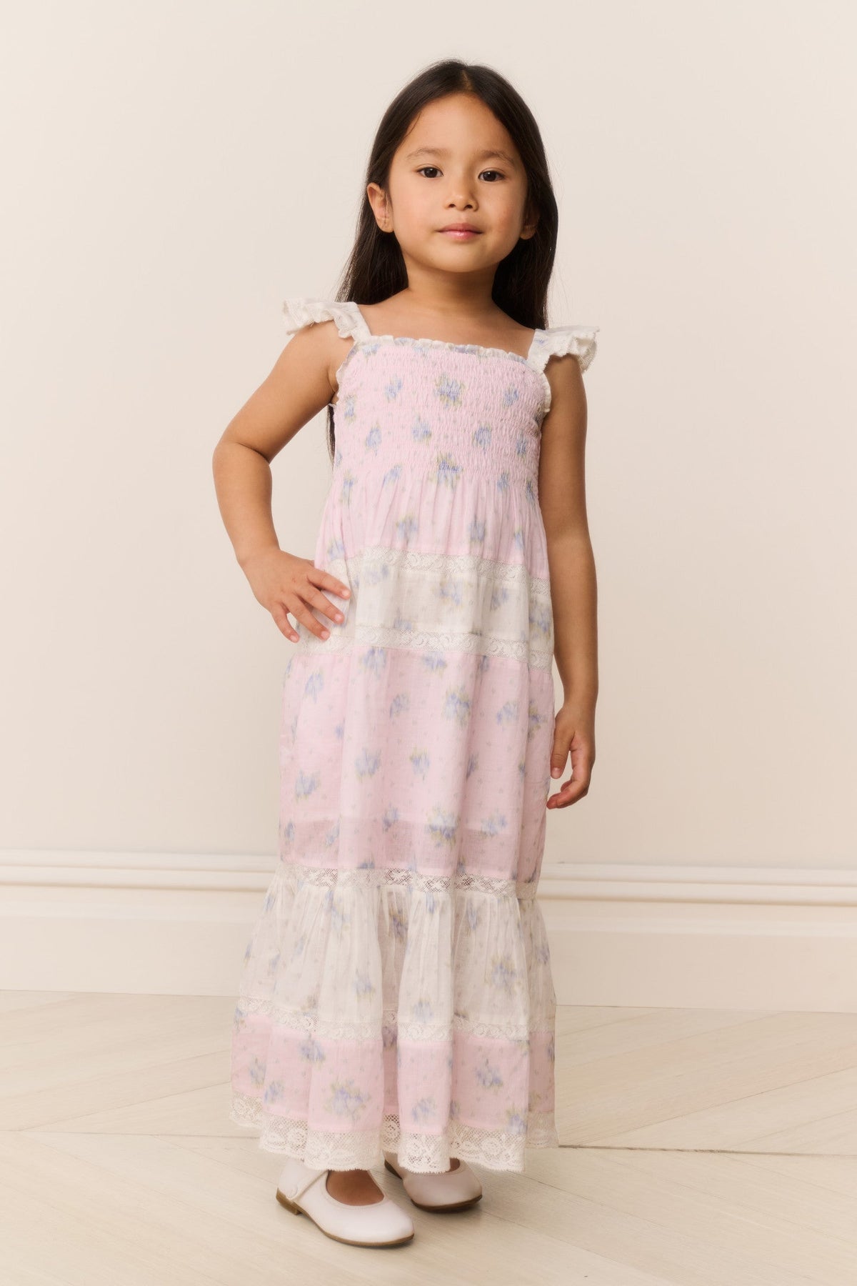 Little Girls Rhiannon Mixed Print Maxi Dress