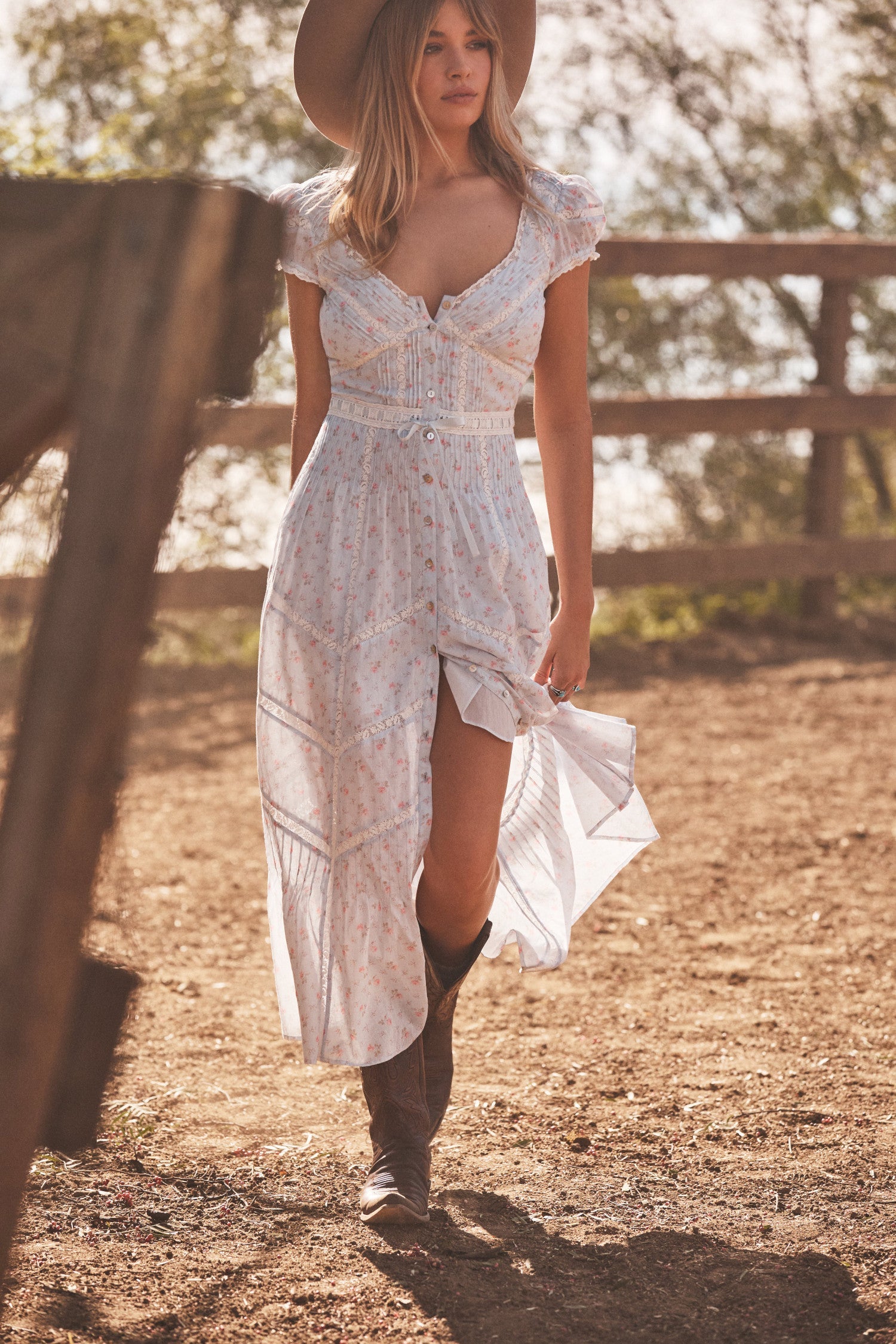 Aurela Floral Cotton Midi Dress