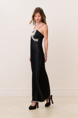 Isolie Lace Bow Crepe Maxi Dress