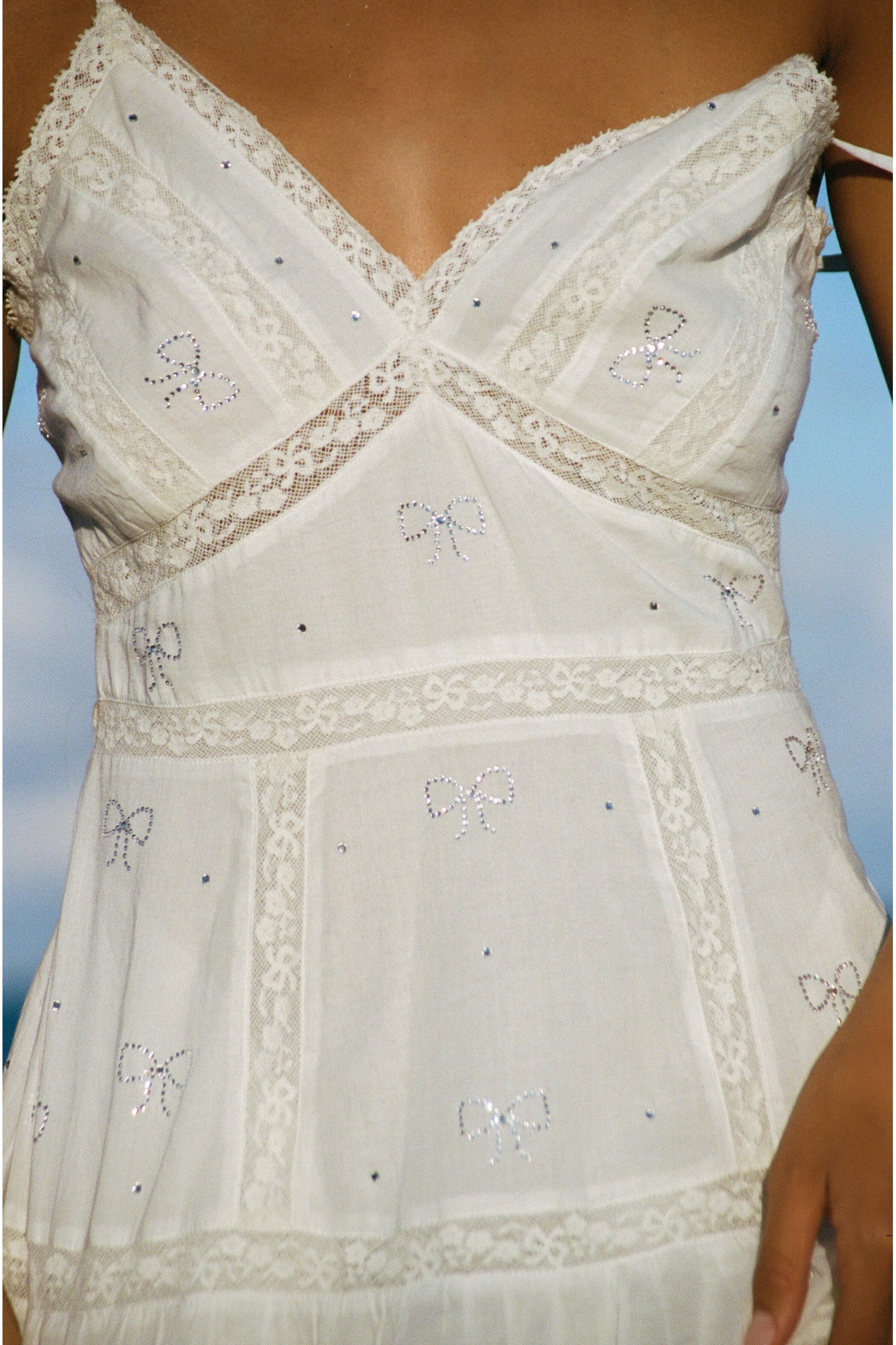 Solbina Crystal Bow Cotton Mini Dress
