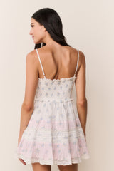 Krista Mixed Print Cotton Mini Dress