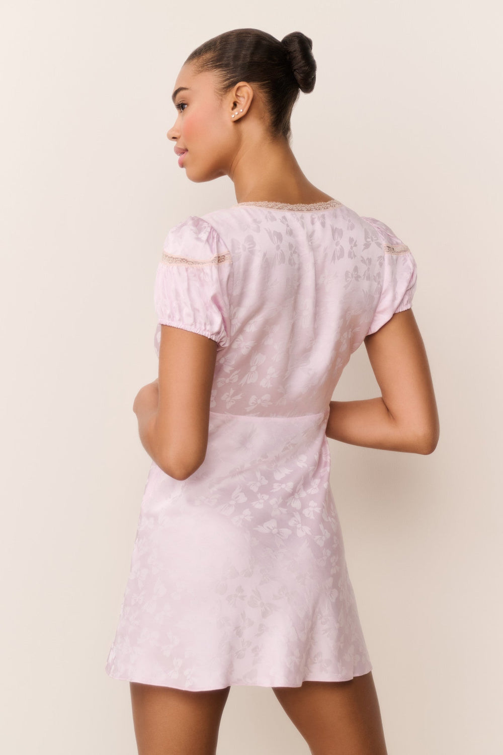 Sylara Silk-Blend Bow Jacquard Mini Dress