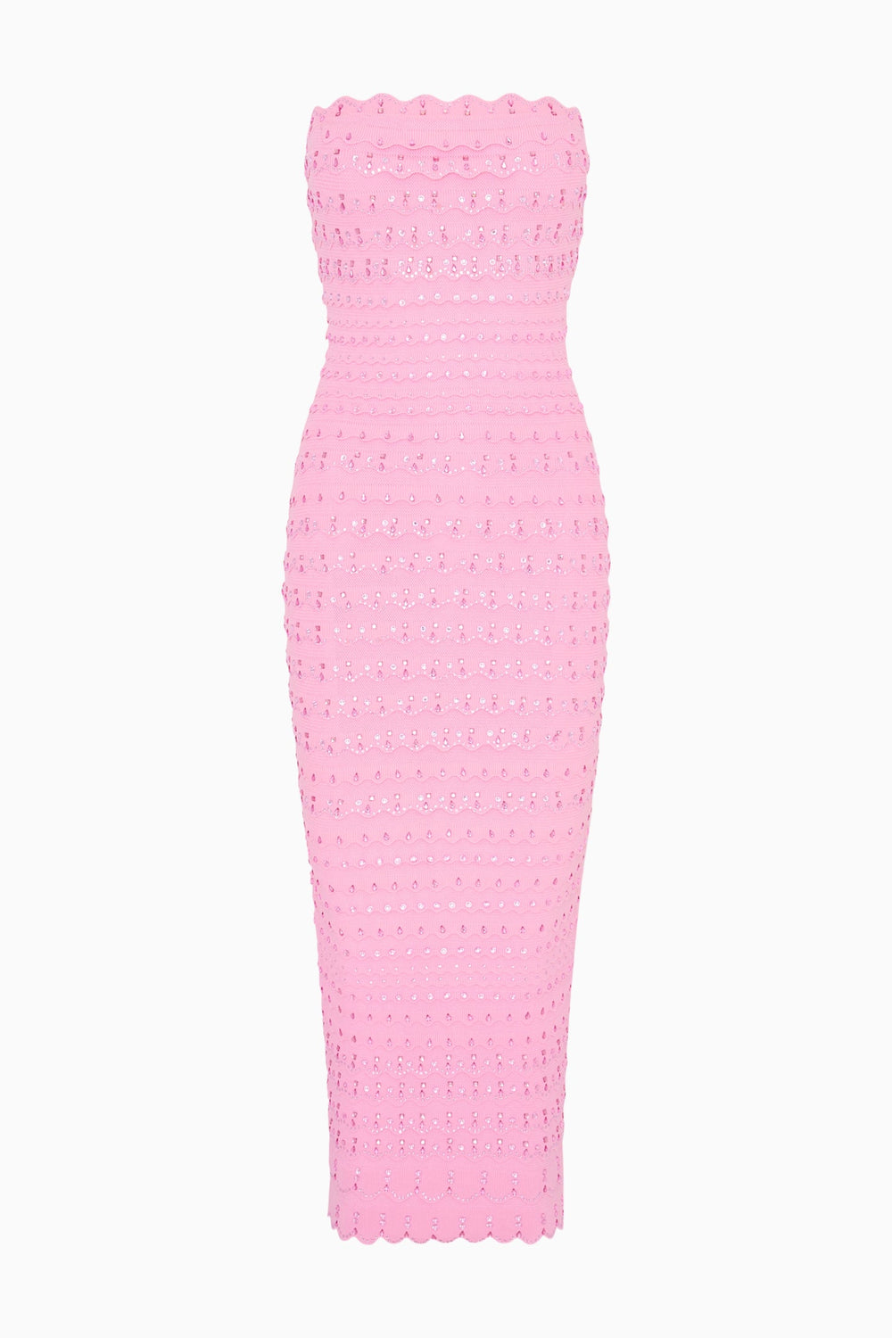 Eclipse Rhinestone Scallop Bandage Dress