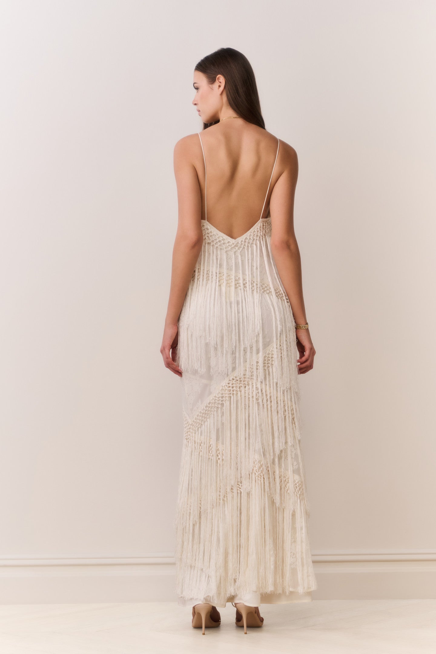 Delphi Fringe Lace Gown