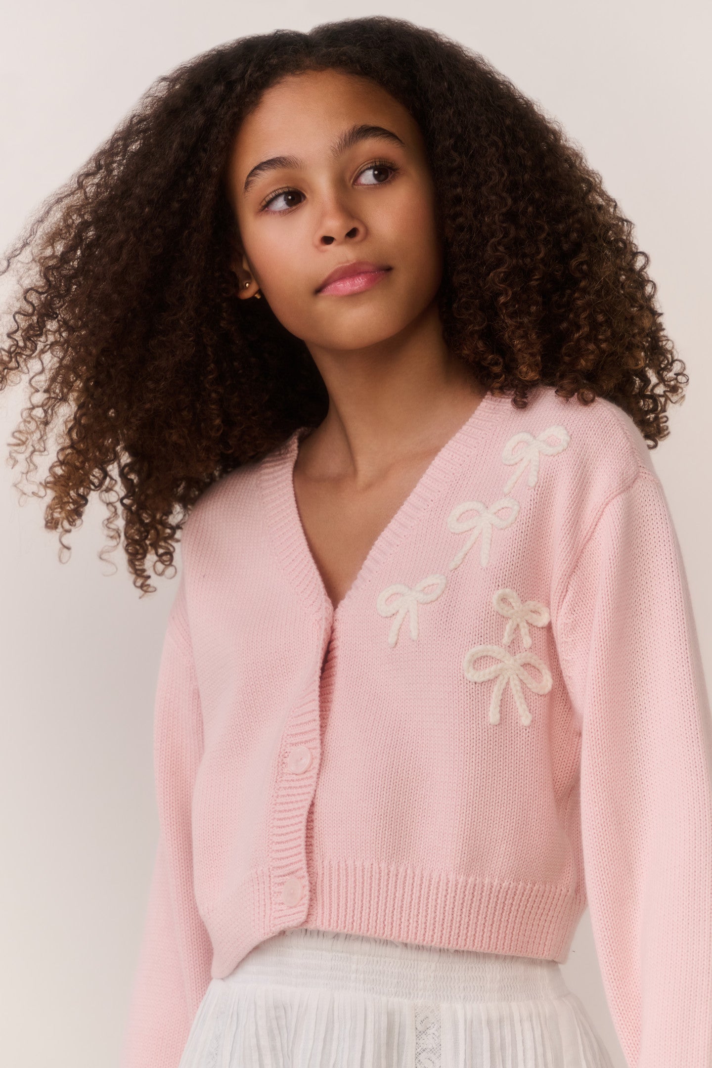 Tween Jayne Bow Embroidered Cardigan
