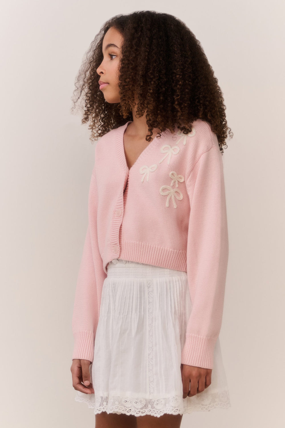 Tween Jayne Bow Embroidered Cardigan